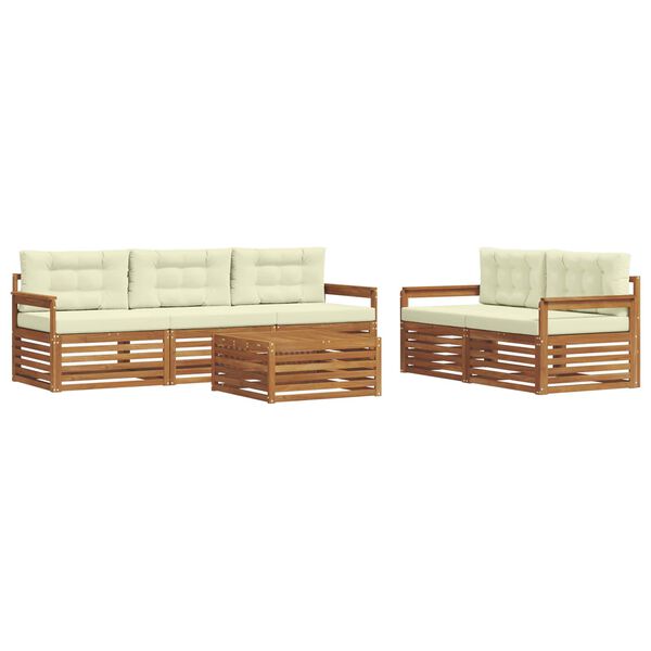vidaXL Outdoor-Sofagarnitur mit Kissen 6 pcs Natur und Creme