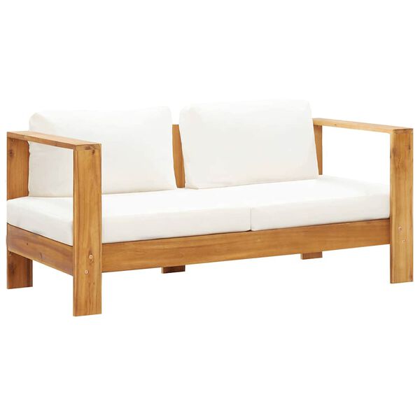 vidaXL Gartensofa mit Kissen 140 cm Akazien Massivholz Cremeweiß