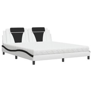 vidaXL Bett "Viana" mit Matratze Wei&szlig; und Schwarz 180x200 cm Kunstleder