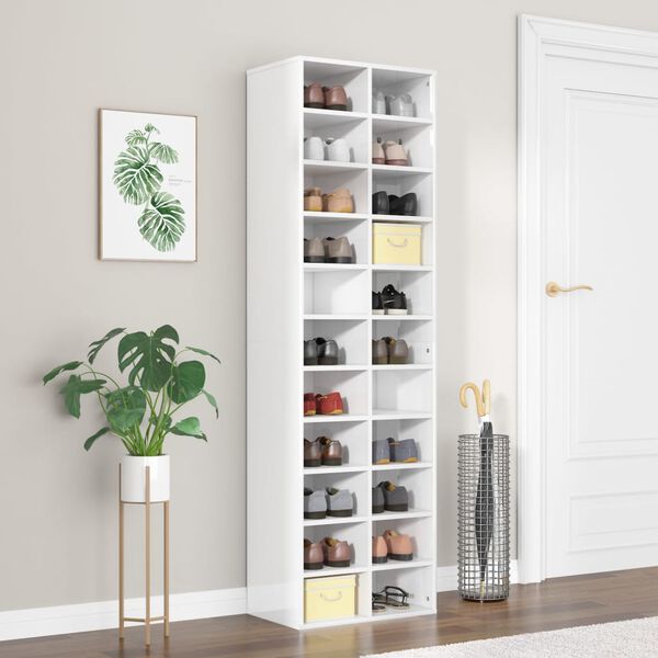 vidaXL Schuhschrank Hochglanz-Wei&szlig; 54x34x183 cm Holzwerkstoff