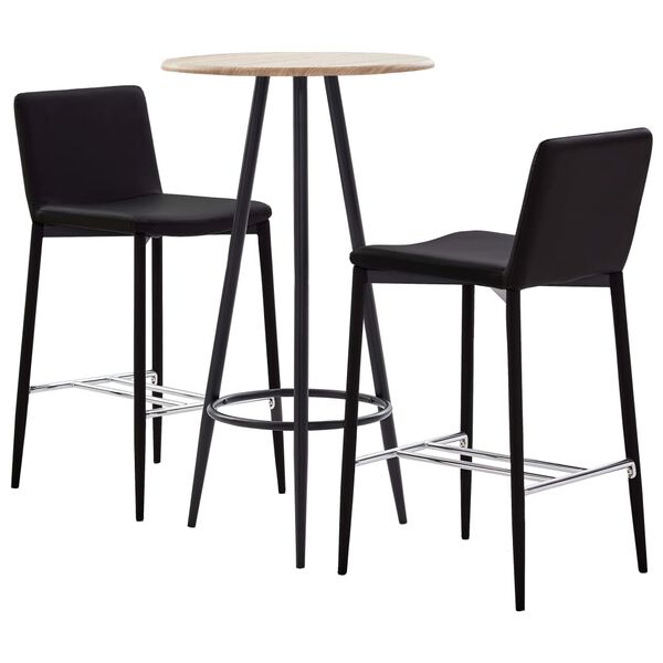 vidaXL 3-tlg. Bar-Set Kunstleder Braun
