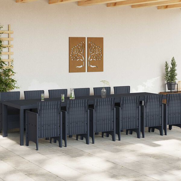 vidaXL Garten Essgruppe 13 pcs Anthrazit Polt Rattan