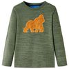 Kinder-Langarmshirt Khaki Melange 128
