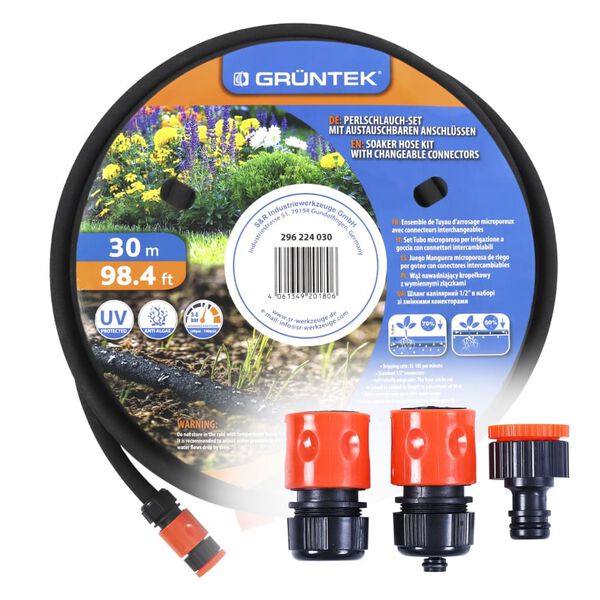 GR&Uuml;NTEK Perlschlauch-Set 30 m Schwarz