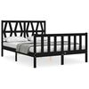 vidaXL Massivholzbett mit Kopfteil Schwarz 140x190 cm