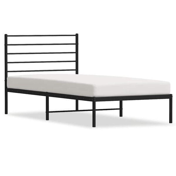 vidaXL Bettgestell mit Kopfteil Metall Schwarz 90x200 cm