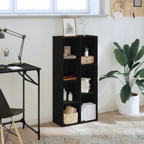 vidaXL B&uuml;cherregal Schwarz Eichen-Optik 50 x 25 x 102 cm
