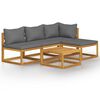 vidaXL 5-tlg. Garten-Lounge-Set mit Auflagen Massivholz Akazie