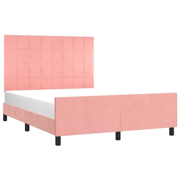 vidaXL Bettgestell mit Kopfteil Rosa 140x200 cm Samt