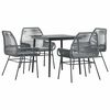 vidaXL 5-tlg. Garten-Essgruppe mit Kissen Grau Poly Rattan Glas