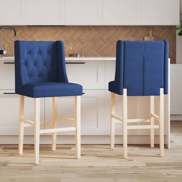 vidaXL Barst&uuml;hle 2 Stk. Massivholz Gummibaum und Stoff
