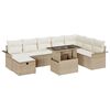 vidaXL Garten-Sofa-Set mit Kissen mit Speicher 9 pcs Beige Poly Rattan