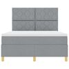 vidaXL LED Boxspringbett mit Matratze Hellgrau 140 x 190 cm Stoff