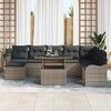 vidaXL Garten-Sofa-Set mit Kissen mit Speicher 9 pcs Grau Poly Rattan