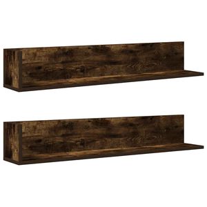 vidaXL Wandregale 2 Stk. R&auml;uchereiche 100x16,5x16,5 cm Holzwerkstoff