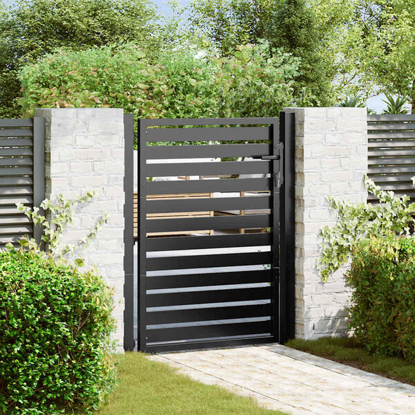 vidaXL Gartentor Abschlie&szlig;bar Schwarz 100x120 cm Aluminium