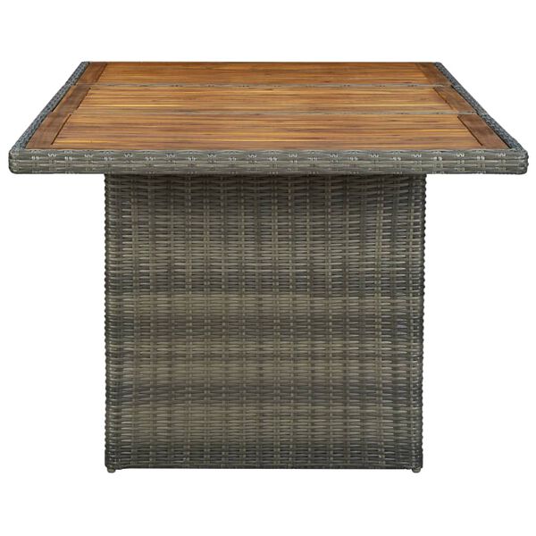 vidaXL Gartentisch Braun Poly Rattan und Akazie Massivholz