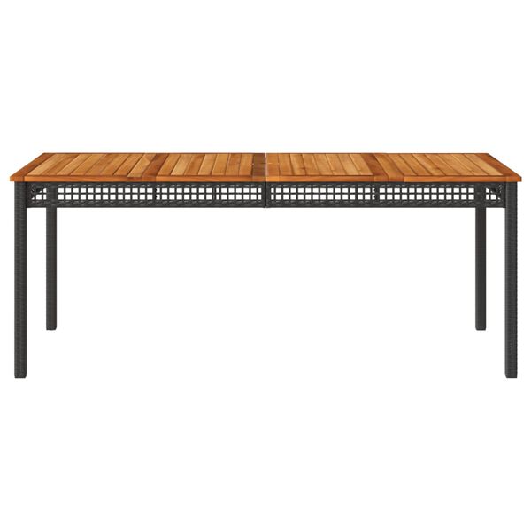 vidaXL Gartentisch Schwarz 180x90x75 cm Poly Rattan Akazienholz