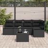 vidaXL Garten-Sofa-Set mit Kissen mit Speicher 6 pcs Schwarz