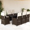 vidaXL 9-tlg. Garten-Essgruppe mit Kissen Braun Poly Rattan