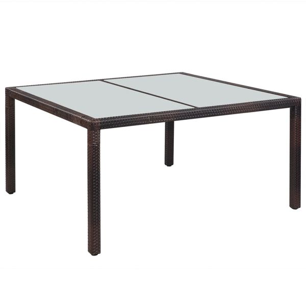 vidaXL Gartentisch 150x90x75 cm Braun Poly Rattan und Glas