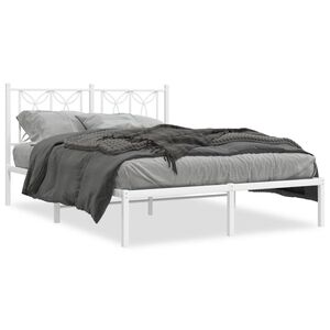 vidaXL Bettgestell mit Kopfteil Metall Wei&szlig; 140x200 cm