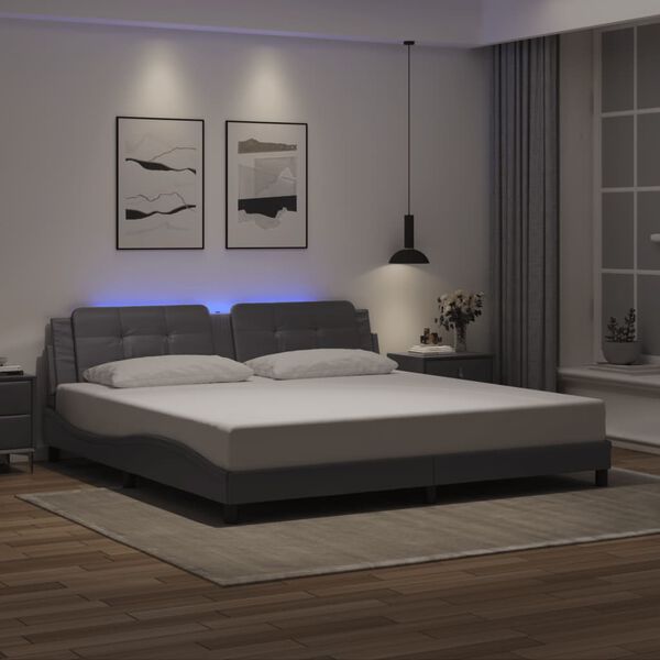 vidaXL Bettgestell mit LED ohne Matratze "Zadar" Grau 200x200 cm