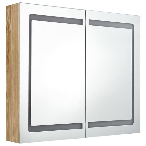 vidaXL LED-Spiegelschrank f&uuml;rs Bad Eichen-Optik 80x12x68 cm