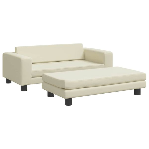 vidaXL Hundebett mit Verl&auml;ngerung Creme 100x50x30 cm Kunstleder