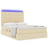 vidaXL Bett mit Stauraum und LED mit LED Creme 140 x 190 cm Polyester
