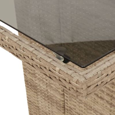 vidaXL Gartentisch mit Glasplatte Beige 190x80x74 cm Poly Rattan