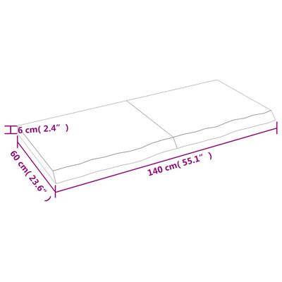 vidaXL Waschtischplatte Hellbraun 140x60x(2-6) cm Massivholz Behandelt