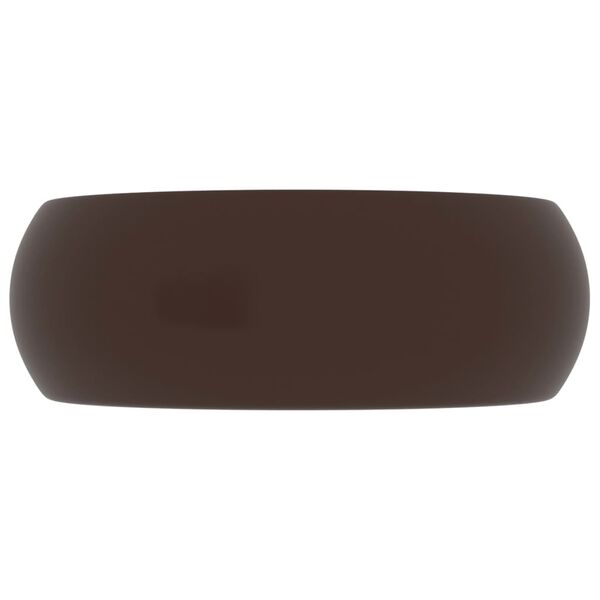 vidaXL Luxuriöses Waschbecken Rund Matt Dunkelbraun 40x15 cm Keramik