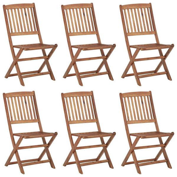 vidaXL Klappbare Gartenst&uuml;hle 6 Stk. mit Kissen Massivholz Akazie