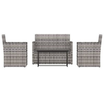 vidaXL 4-tlg. Garten-Lounge-Set mit Kissen Poly Rattan Grau