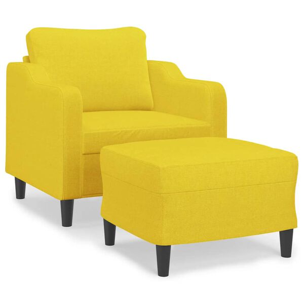vidaXL Sessel mit Hocker Hellgelb 60 cm Stoff