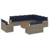 vidaXL 13-teiliges Gartensofa-Set mit Kissen, grau, Polyrattan
