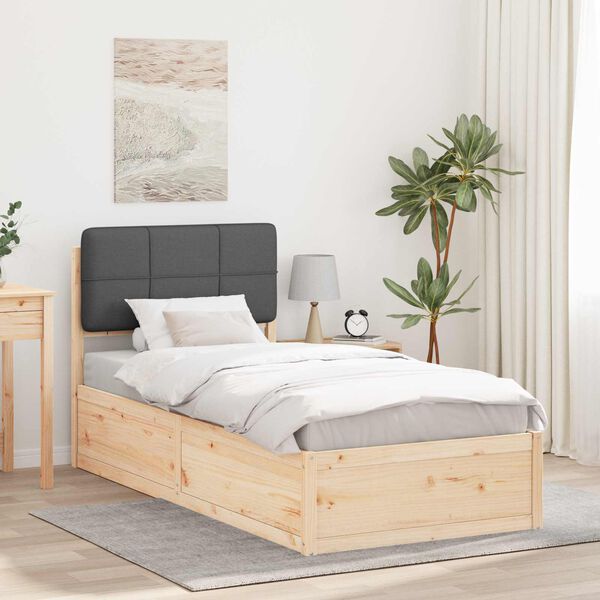 vidaXL Bettgestell mit gepolstertem Kopfteil Dunkelgrau 90 x 200 cm