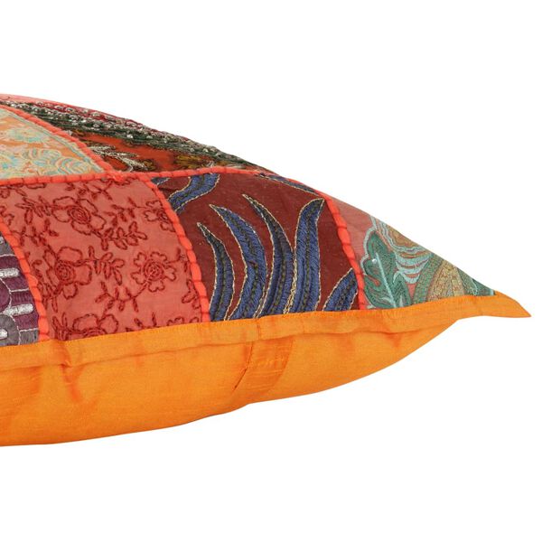 vidaXL Patchwork-Kissen 2 Stk. Handgefertigt 45 x 45 cm Orange/Gr&uuml;n
