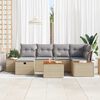 vidaXL Garten-Sofa-Set mit Kissen mit Speicher 7 pcs Beige Poly-Rattan