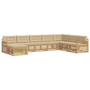 vidaXL Outdoor-Sofagarnitur 8 stk. Wei&szlig; und Beige Massivholz Akazie