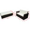 vidaXL 2-tlg. Garten-Lounge-Set mit Kissen Poly Rattan Braun