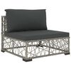 vidaXL 6-tlg. Garten-Lounge-Set mit Auflagen Poly Rattan Grau