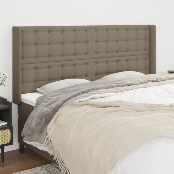vidaXL Kopfteil mit Ohren Taupe 163x16x118/128 cm Stoff
