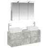 vidaXL Badezimmerm&ouml;bel-Set 4 stk. Betongrau Ingenieurholz und Glas