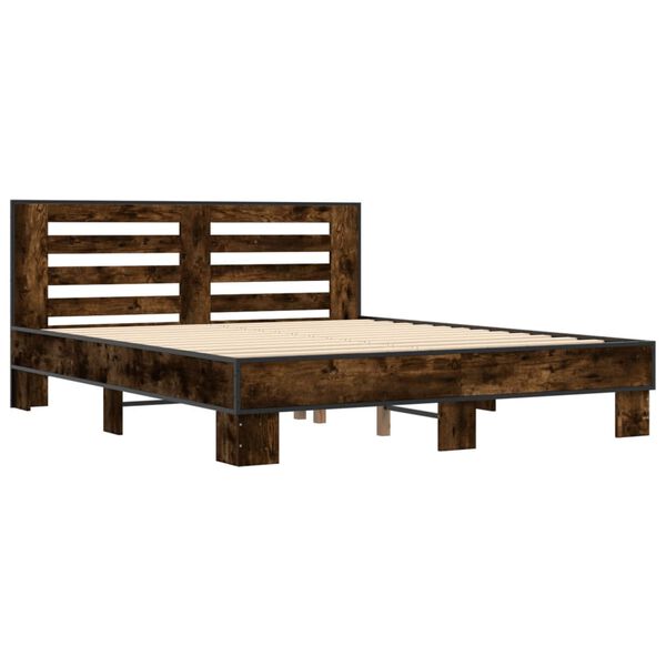 vidaXL Bettgestell R&auml;uchereiche 150x200 cm Holzwerkstoff und Metall
