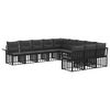 vidaXL Outdoor-Sofagarnitur 11 pcs Schwarz und Dunkelgrau Polyester