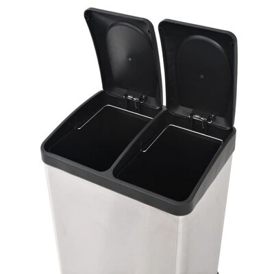 vidaXL Recycling Treteimer Edelstahl 36 L