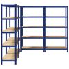 vidaXL Lagerregale mit 5 B&ouml;den 4 Stk. Blau Stahl & Holzwerkstoff