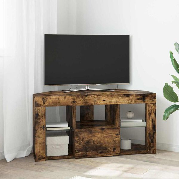 vidaXL Eck-LED-TV-Schrank Ger&auml;ucherte Eiche 100 x 40 x 50 cm